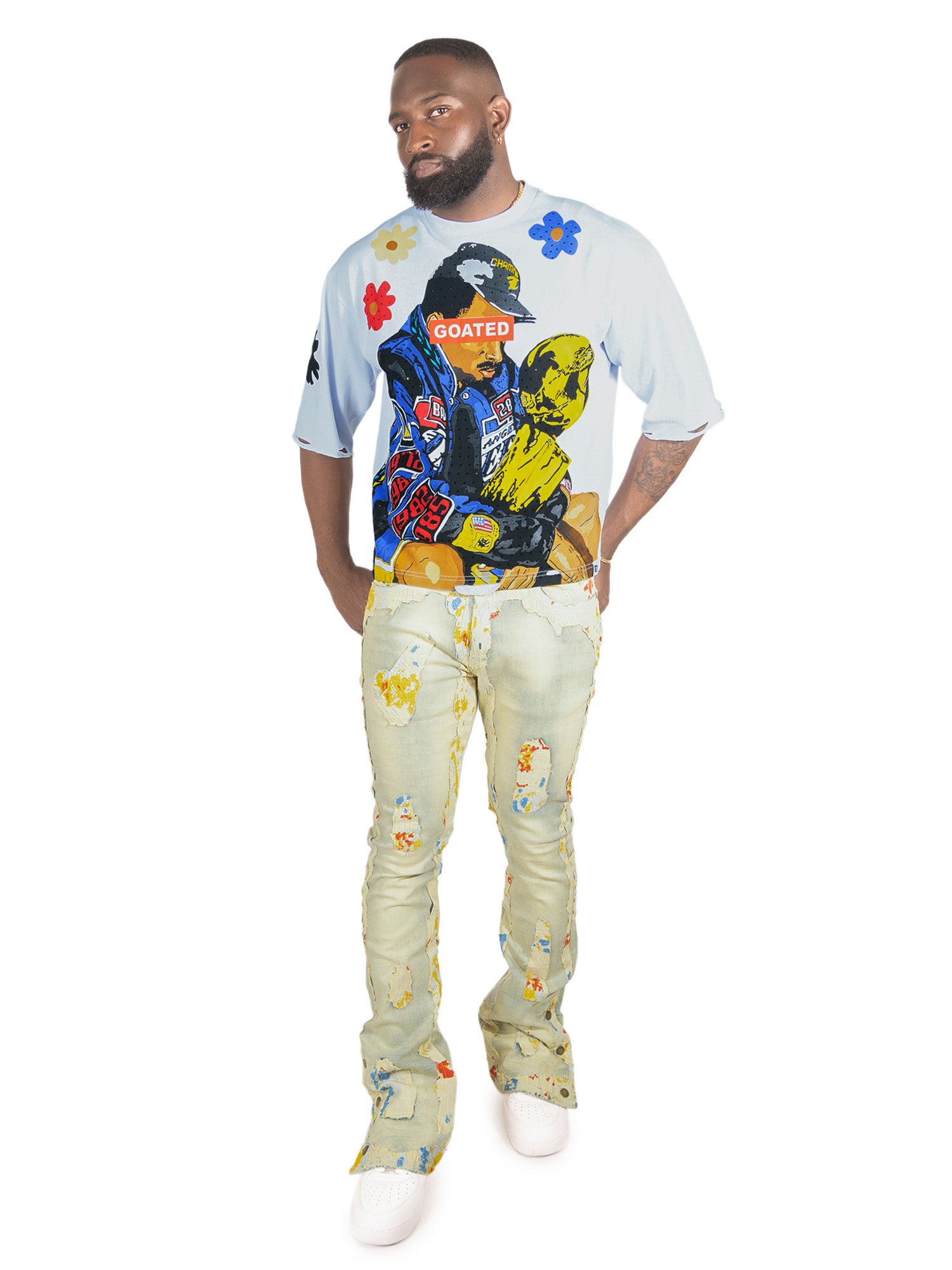 Makobi F1733 Amoto Stacked Pants in Dirt, view 4