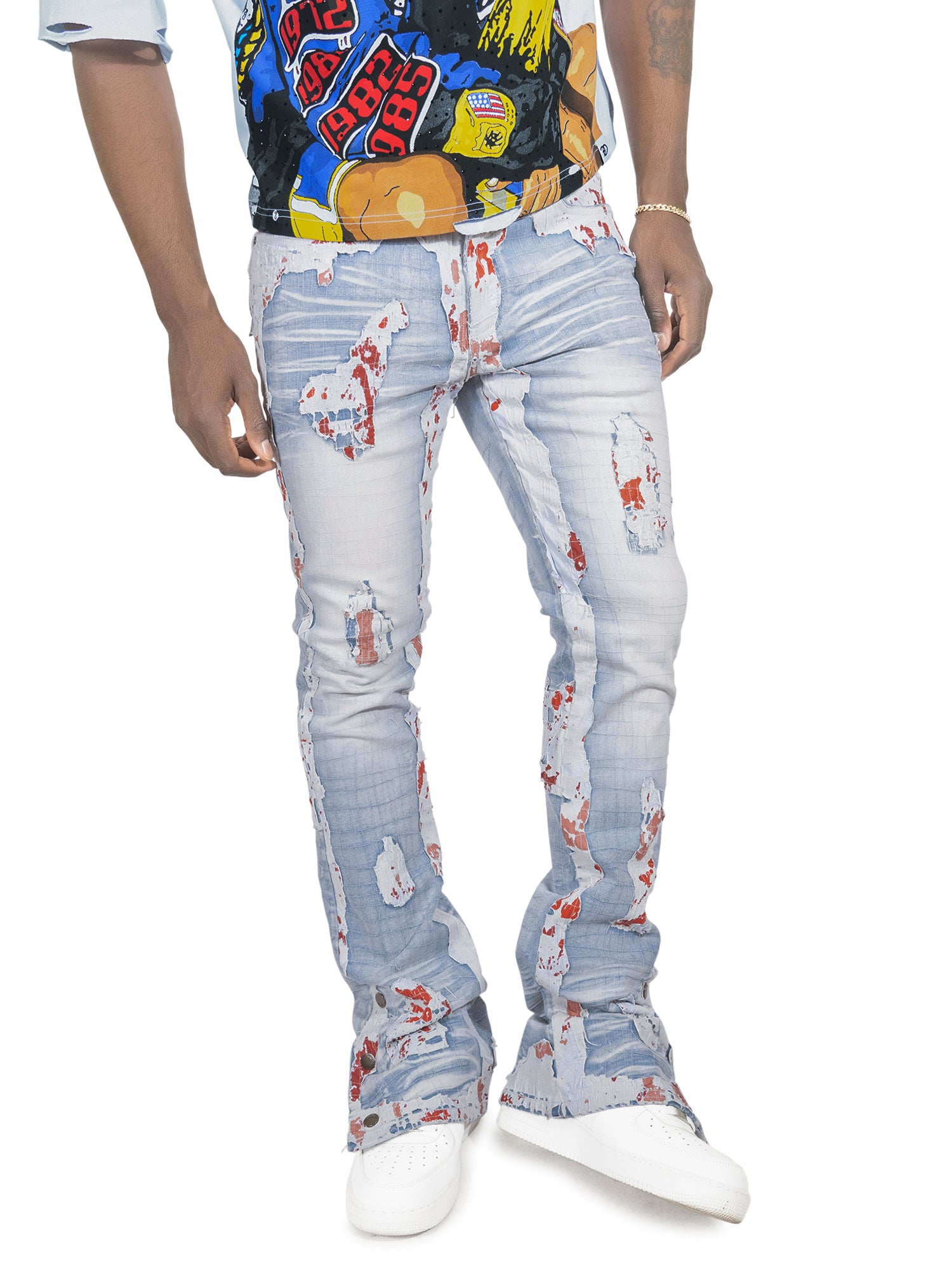 F1733 Amoto Stacked Pants - Light Wash