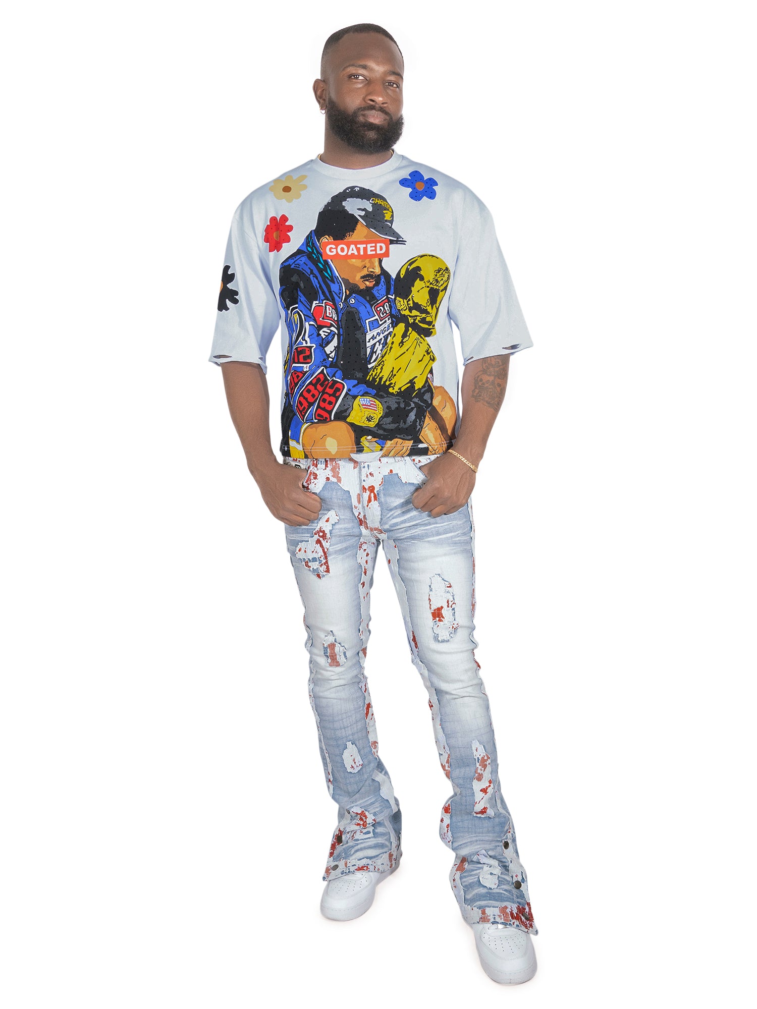 F1733 Amoto Stacked Pants - Light Wash