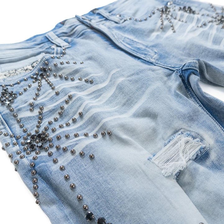 F1735 Spider Stacked Jeans - Light Wash