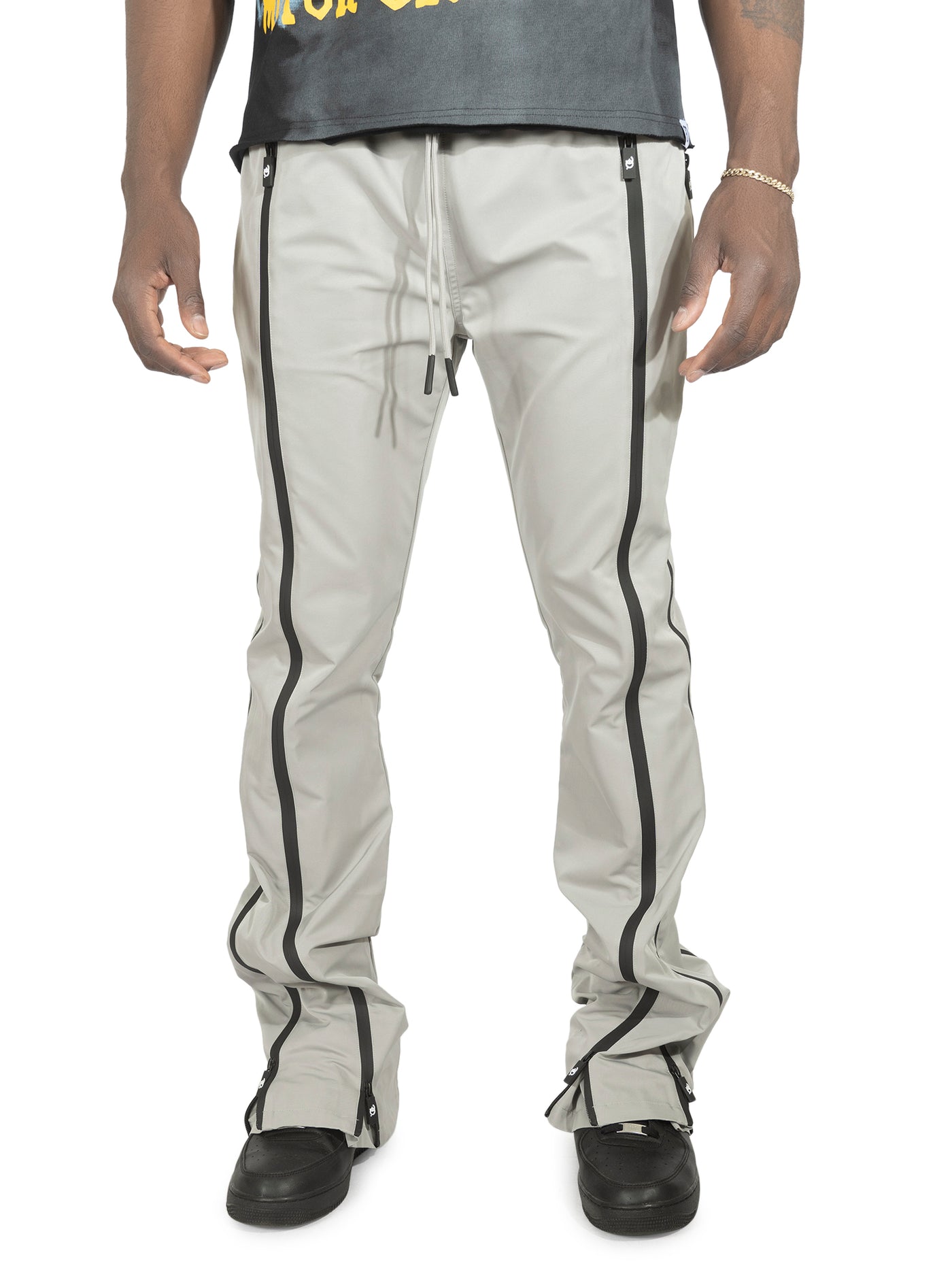 Pants | F1736 Zerelly Nylon Stacked Pants - Gray