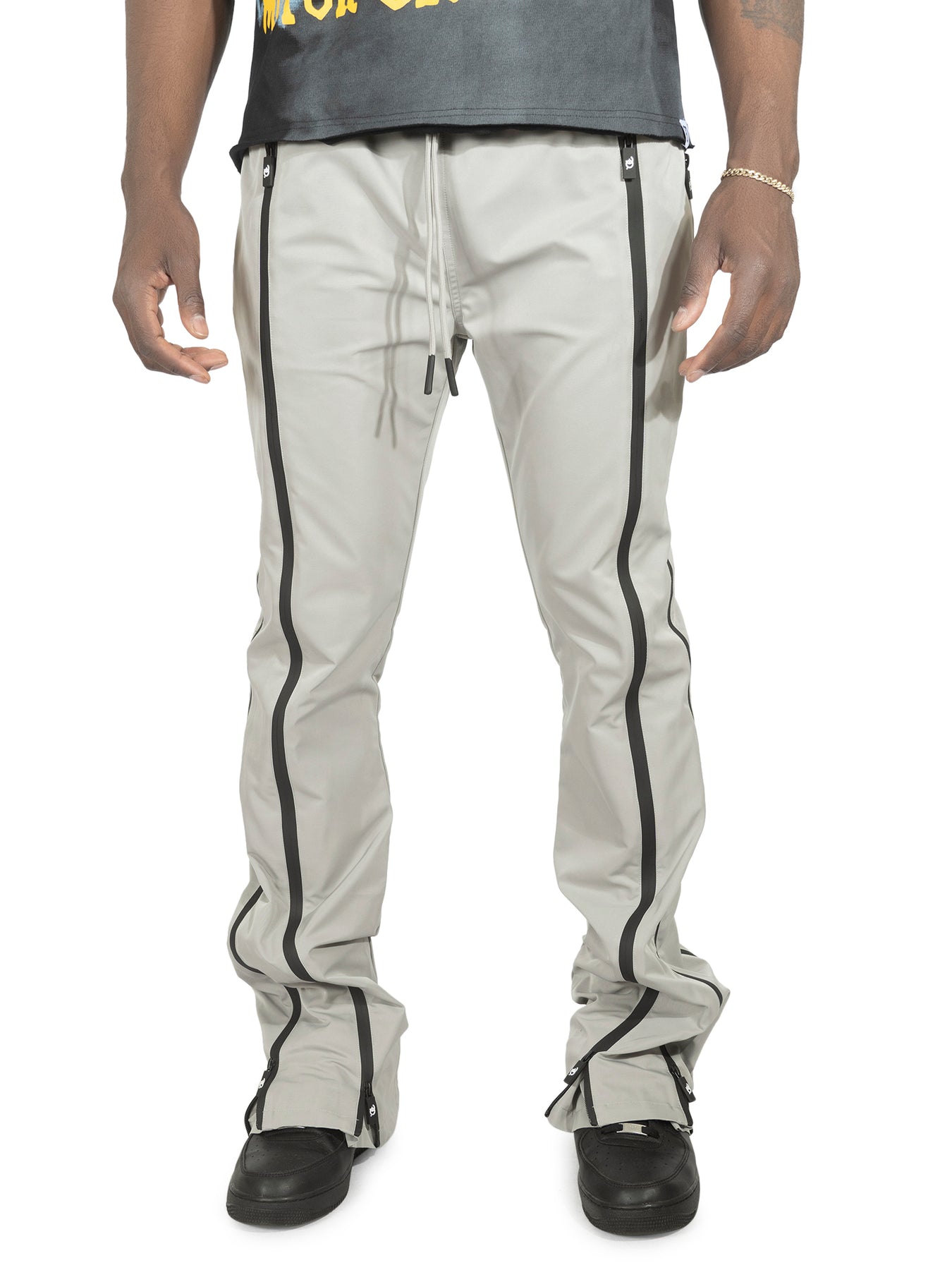 F1736 Zerelly Nylon Stacked Pants - Gray