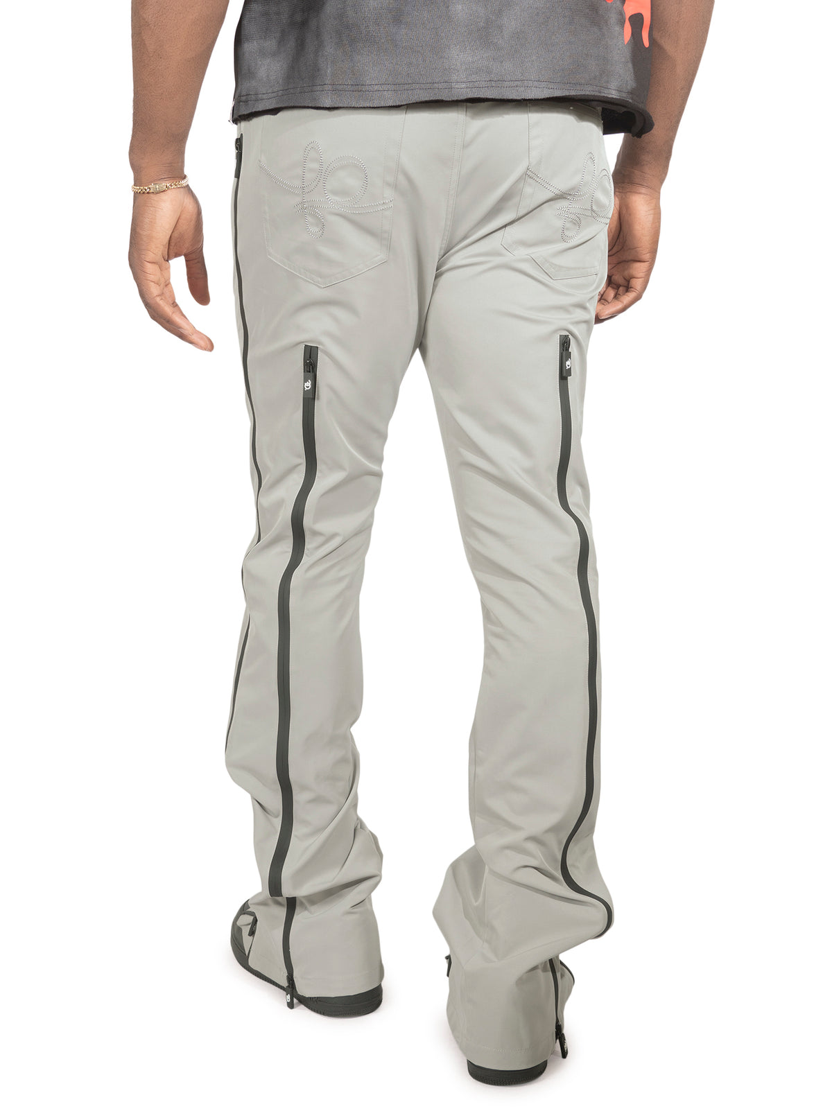 F1736 Zerelly Nylon Stacked Pants - Gray