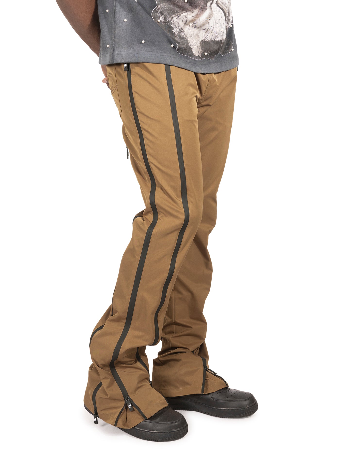 Pants | F1736 Zerelly Nylon Stacked Pants - Mocha