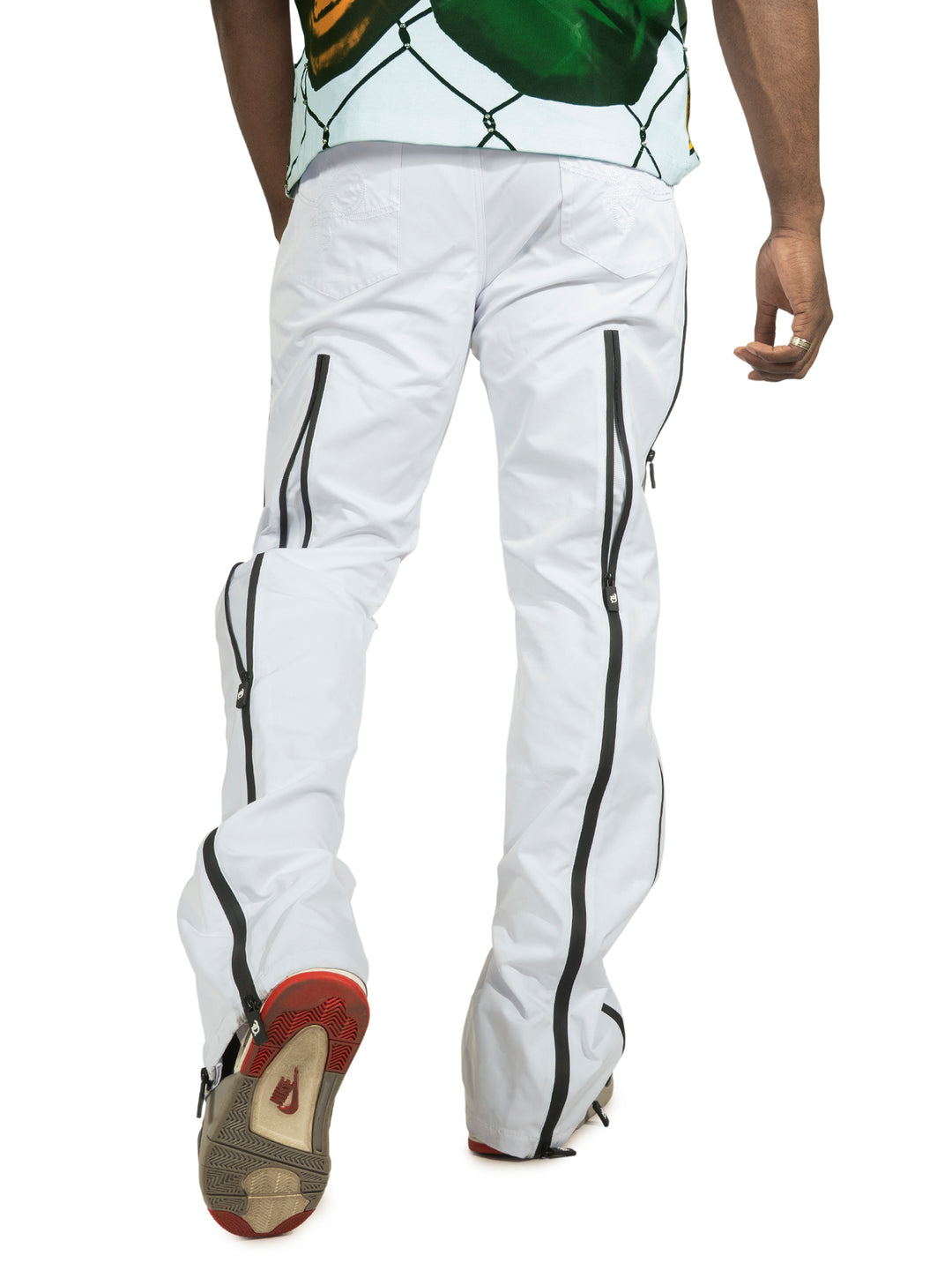 Pants | F1736 Zerelly Nylon Stacked Pants - White