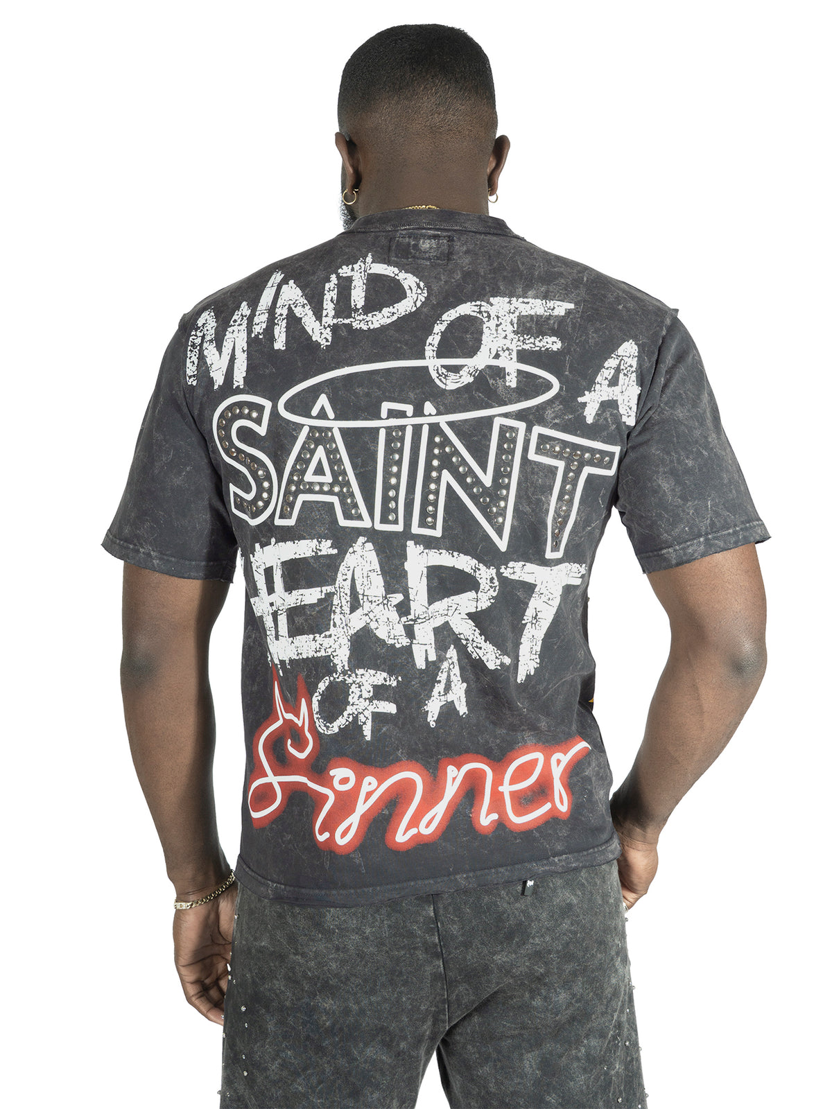 Makobi F173 Sinners Boxed Tee in Black, view 2