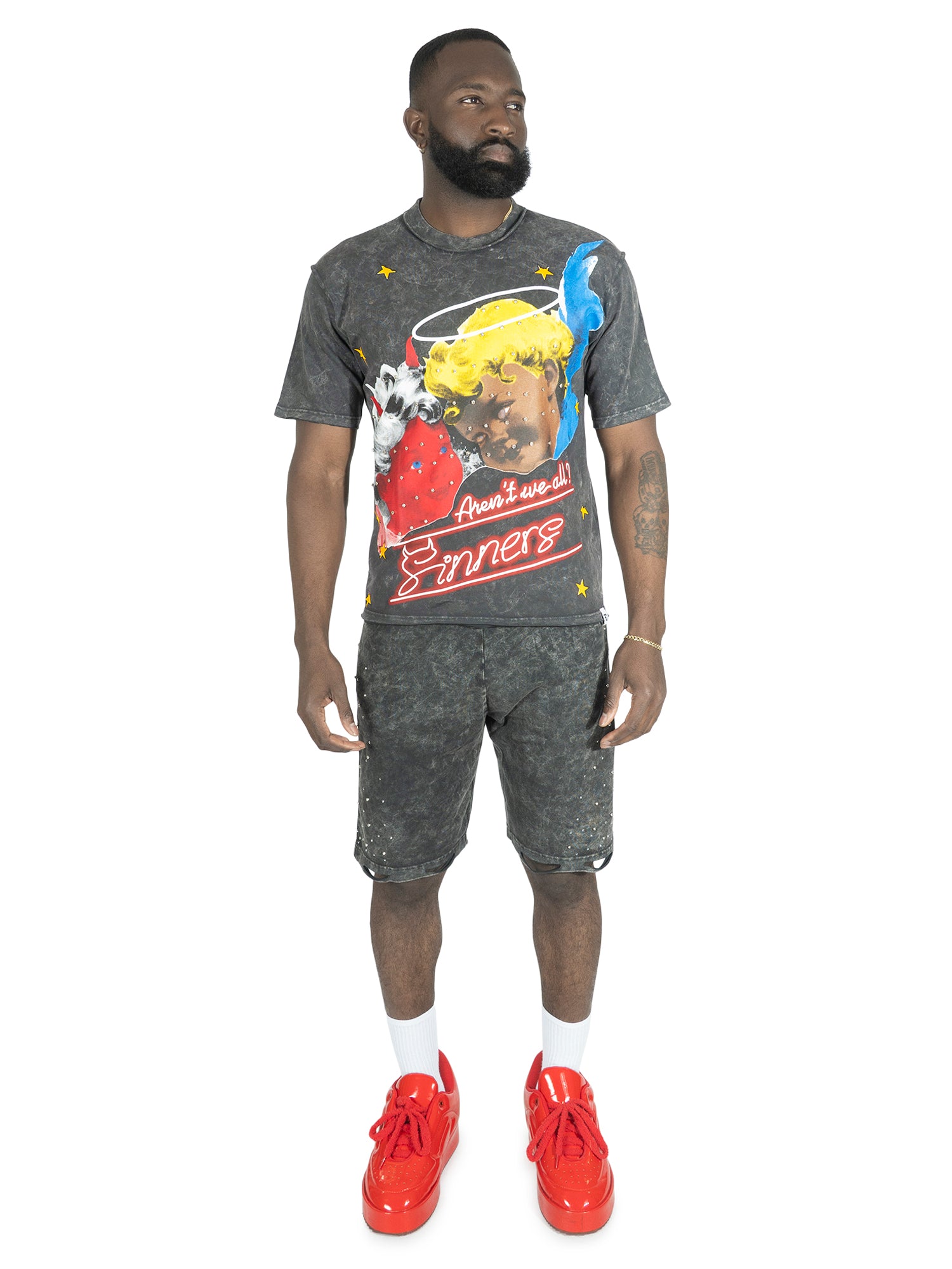 Makobi F173 Sinners Boxed Tee in Black, view 3