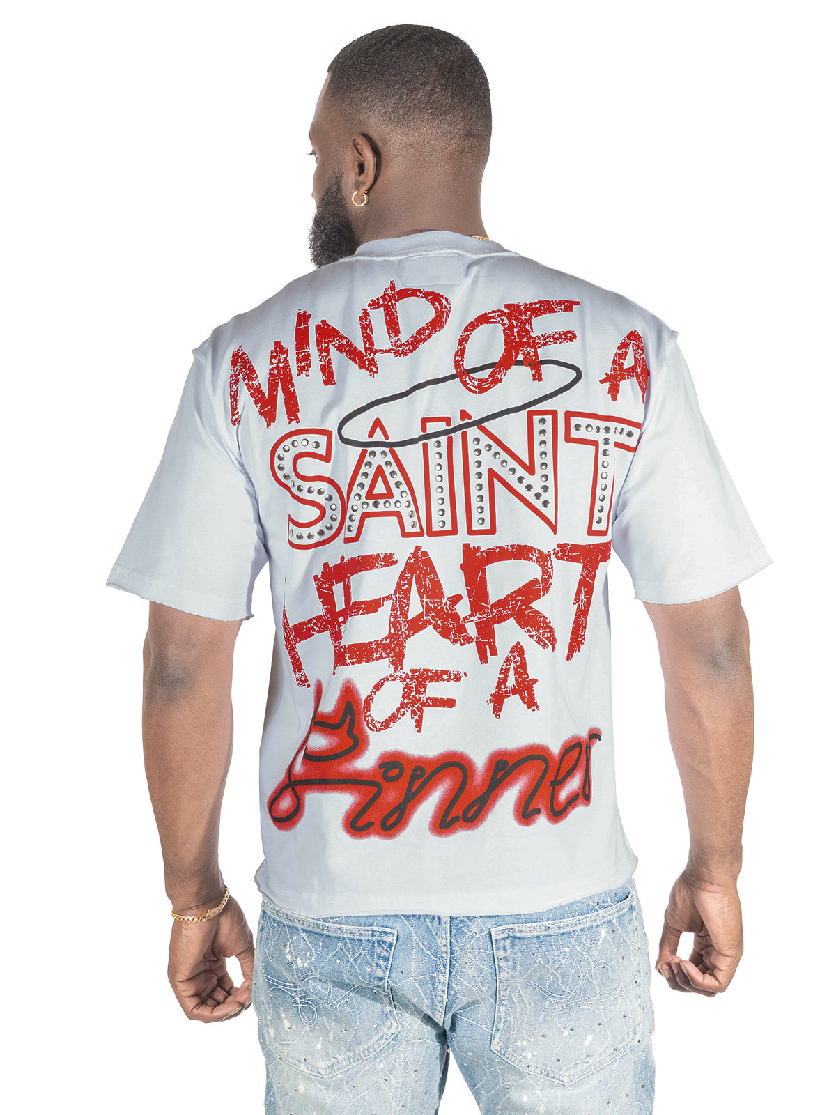 Makobi F173 Sinners Boxed Tee in White, view 2