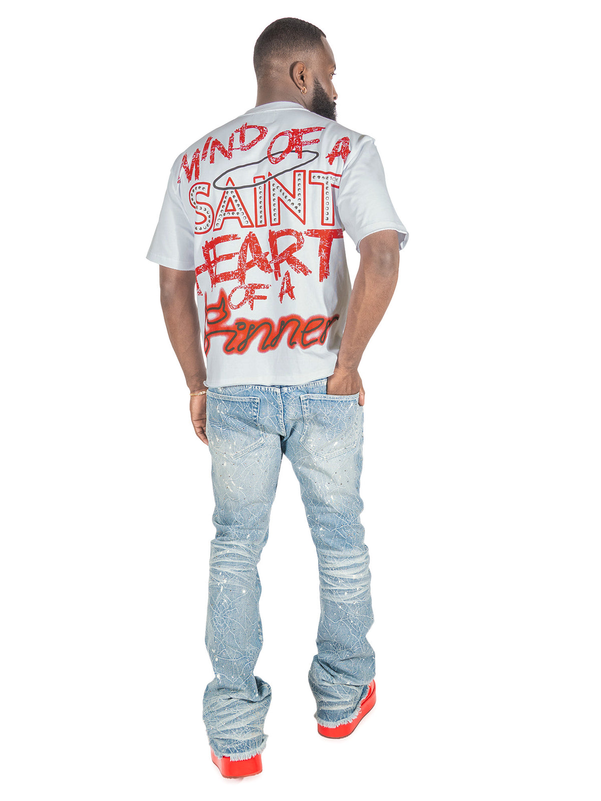 Makobi F173 Sinners Boxed Tee in White, view 4