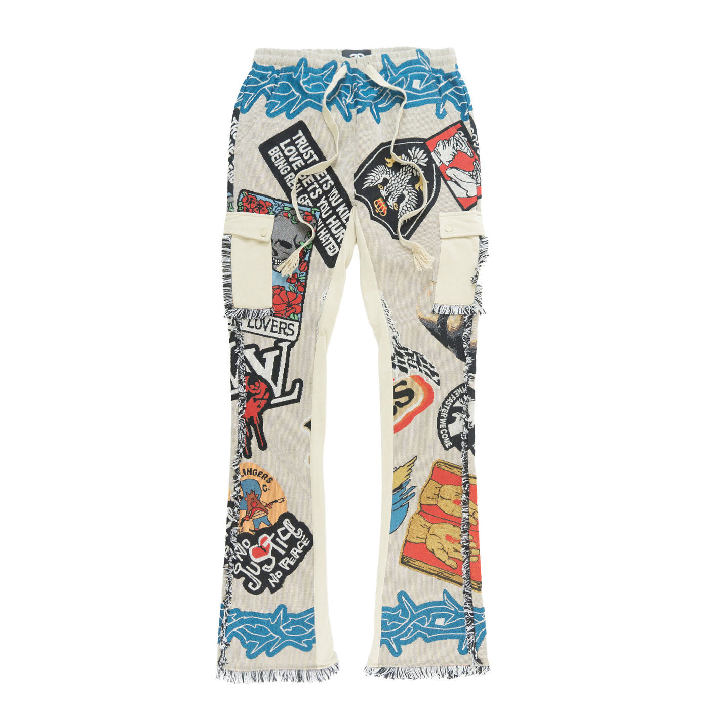 F1755 Brave Heart Tapestry Stacked Pants - Oat