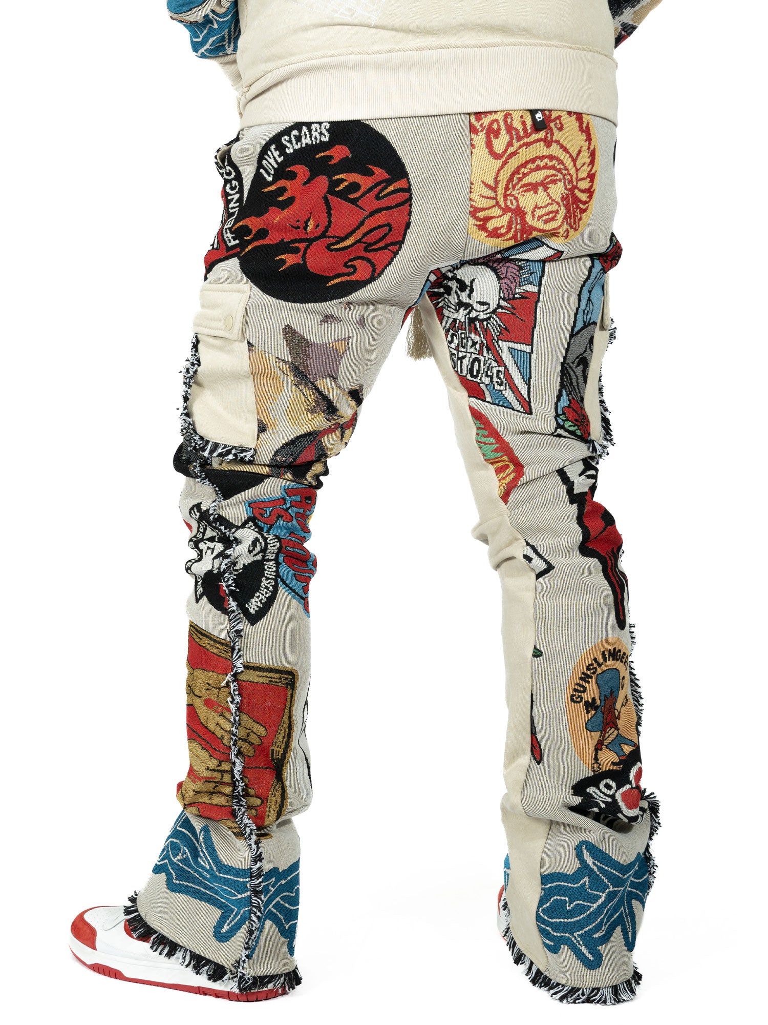 F1755 Brave Heart Tapestry Stacked Pants - Oat