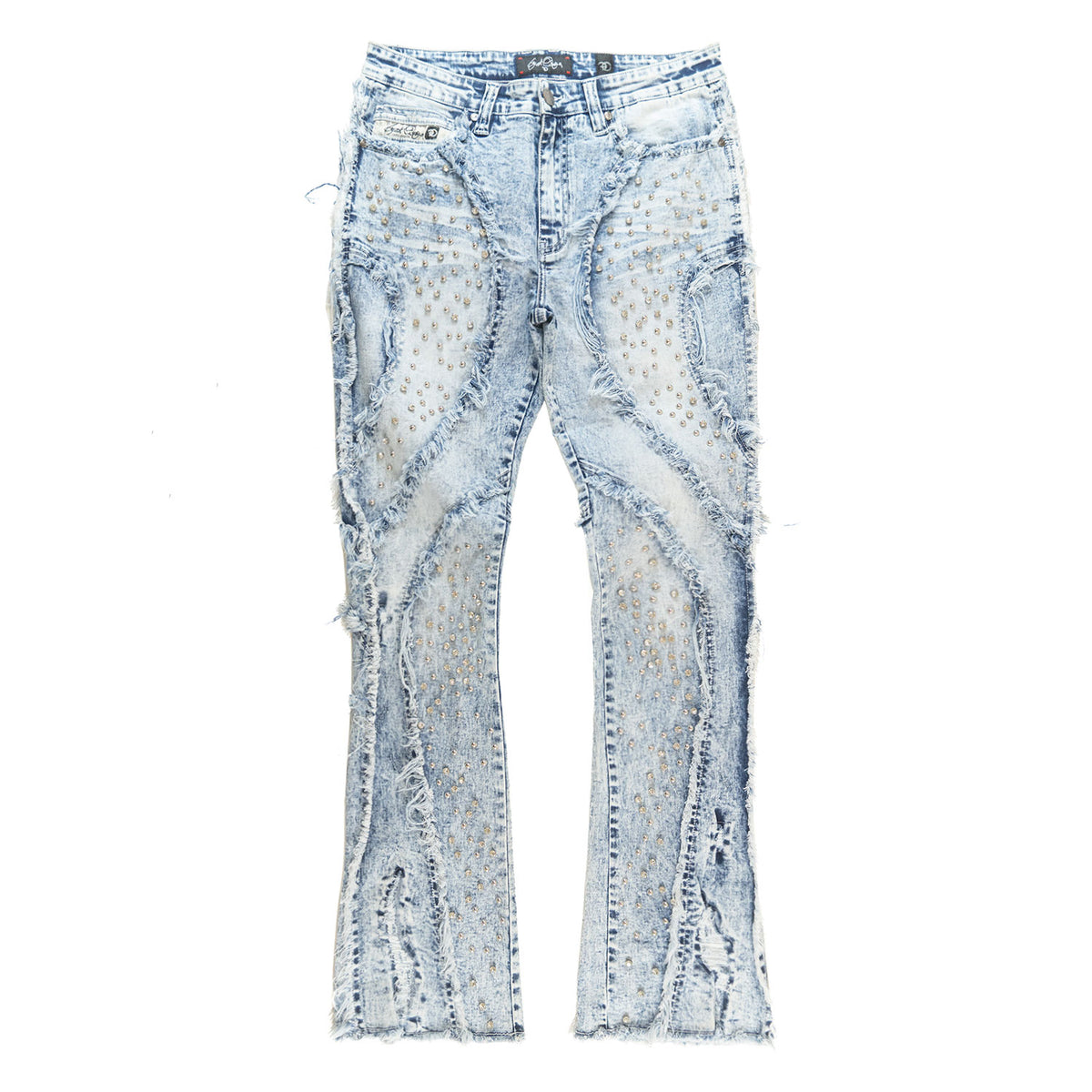 Makobi F1757 Moretti Stacked Pants in Light Wash, view 4