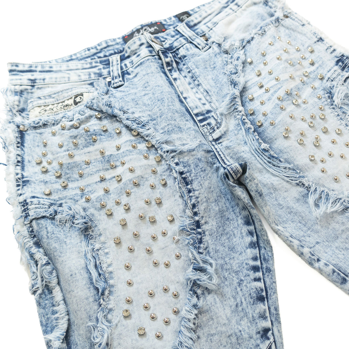 Makobi F1757 Moretti Stacked Pants in Light Wash, view 3