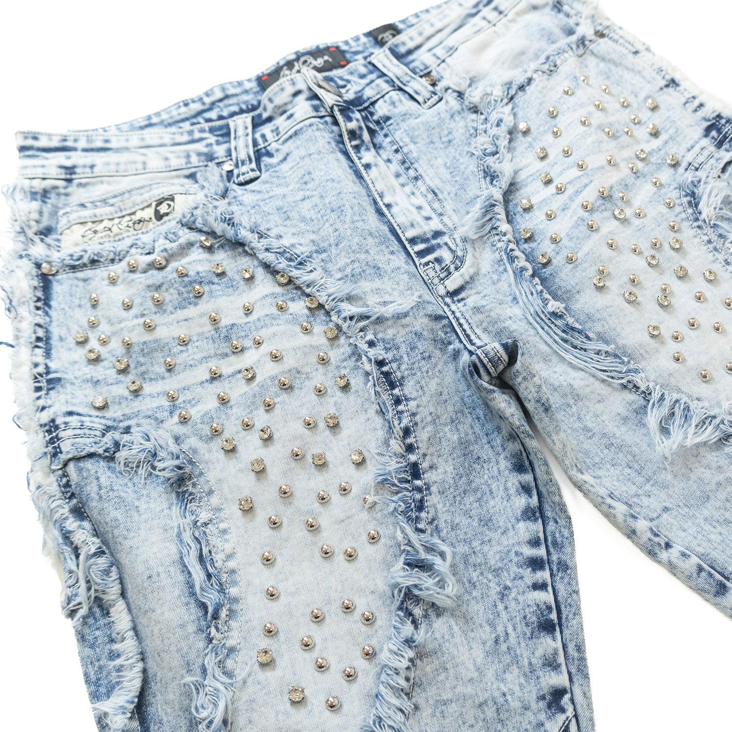 Makobi F1757 Moretti Stacked Pants in Light Wash, view 3