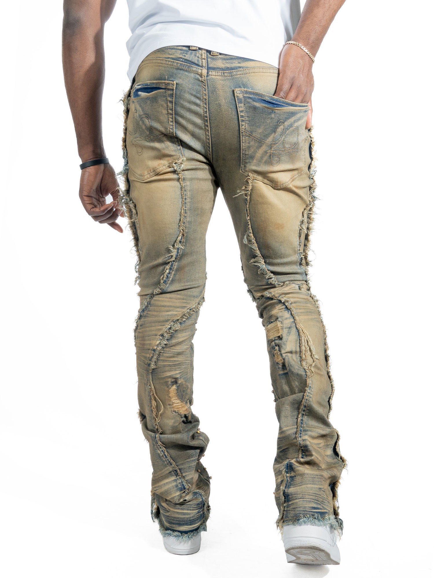 Makobi F1757 Moretti Stacked Pants in Vintage, view 2