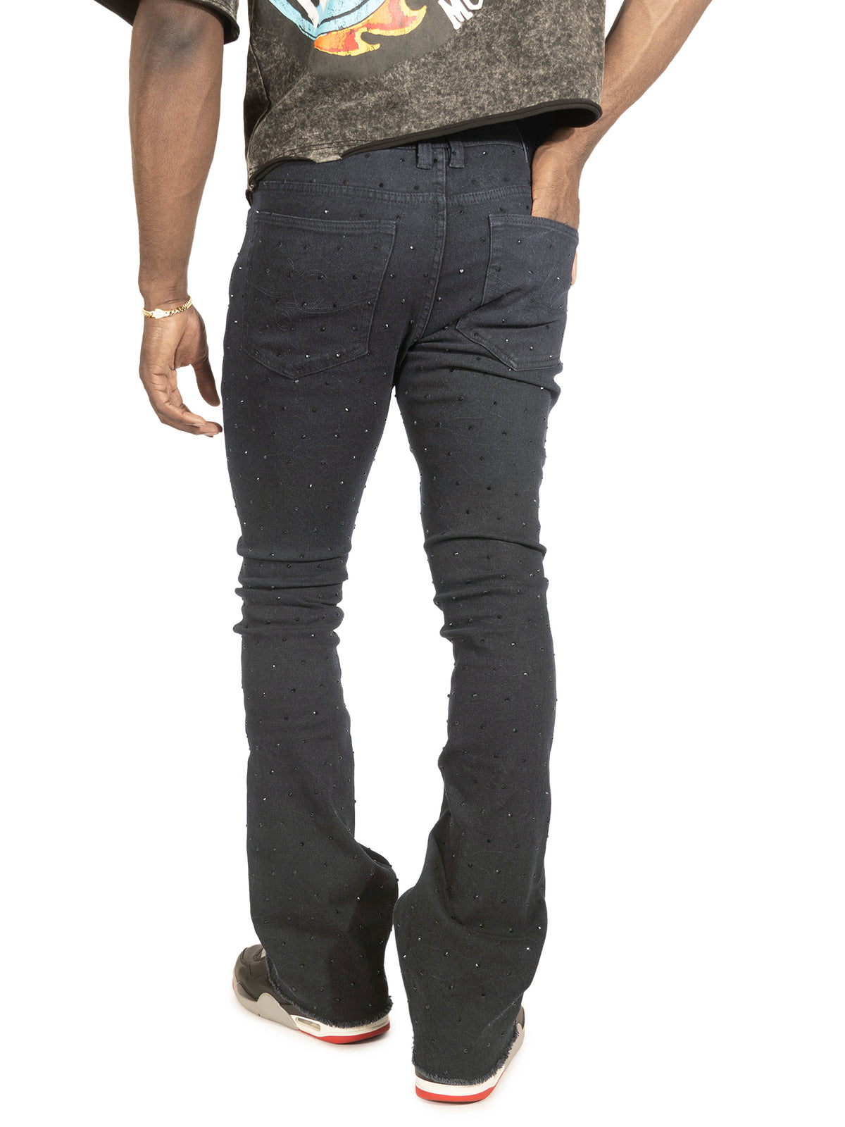 Makobi F1764 Romano Stacked Stone Pants in Black, view 2
