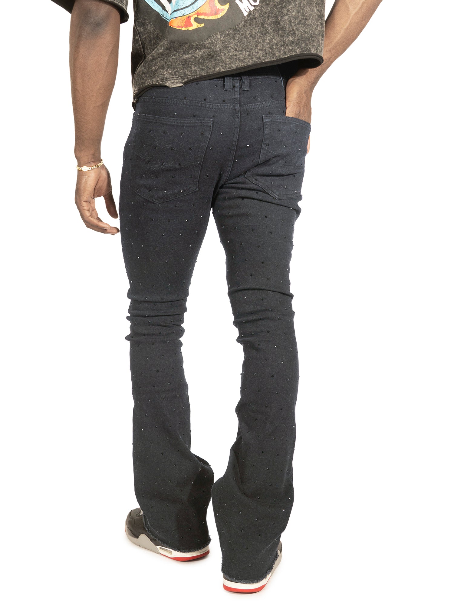Makobi F1764 Romano Stacked Stone Pants in Black, view 2