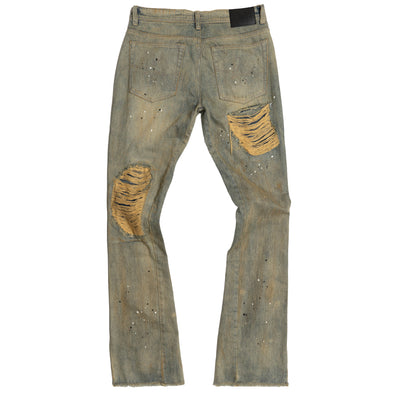 F1772 Basel Distressed Stacked Jeans - Antique Wash