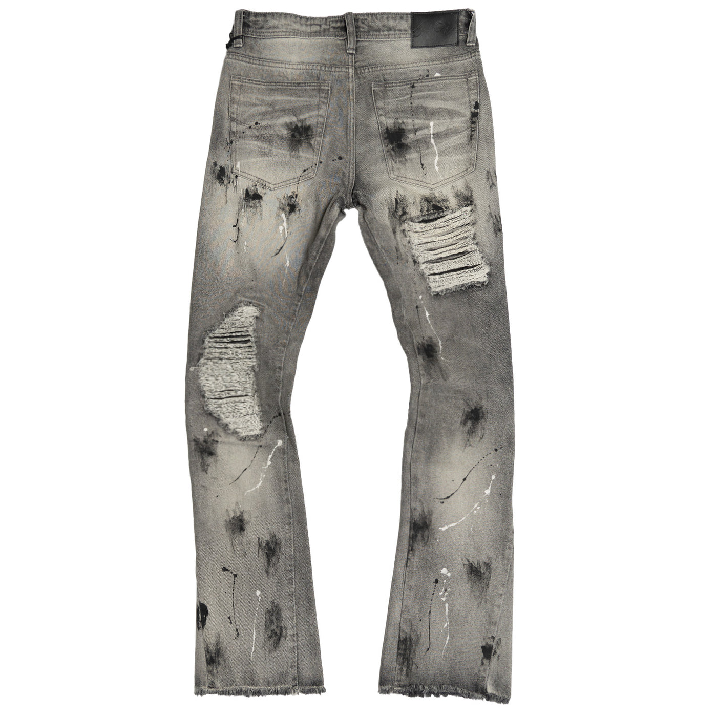F1772 Basel Distressed Stacked Jeans - Gray