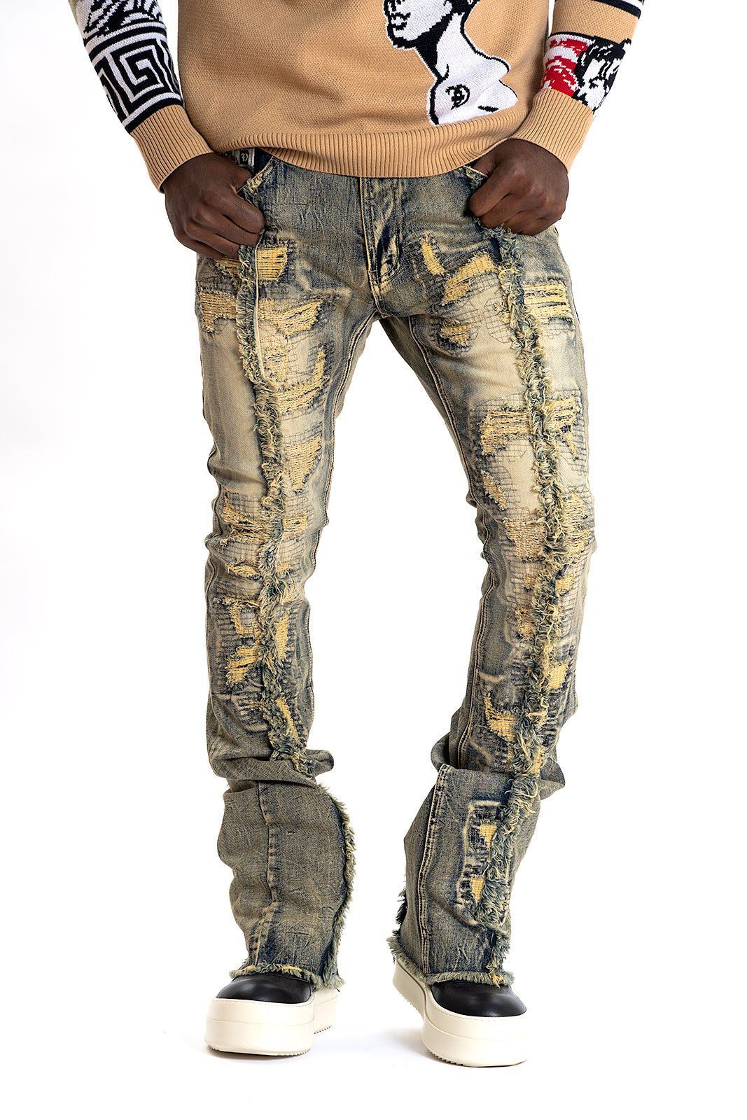Makobi F1774 Cashay Prime Stacked Jeans in Dirt, view 2