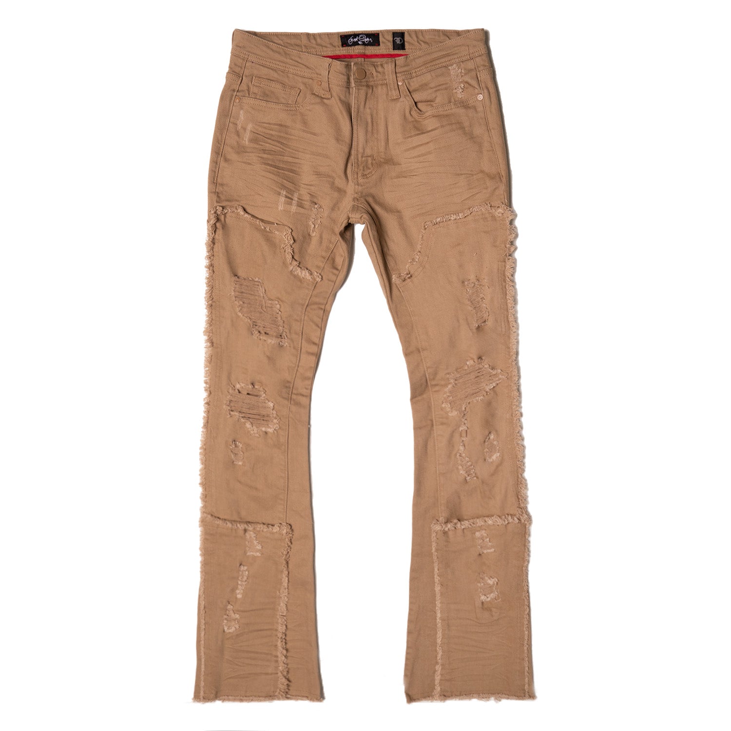Makobi F1781 Gambol Stack Jeans in Khaki