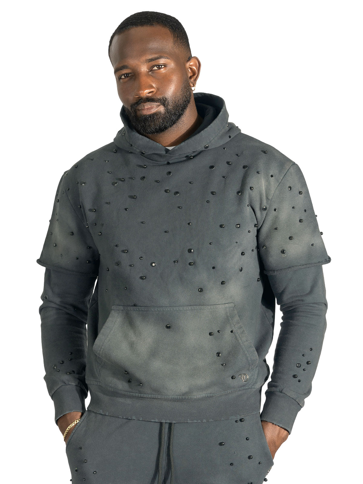 Makobi F187 Bellucci Hoodie Set in Black, view 3