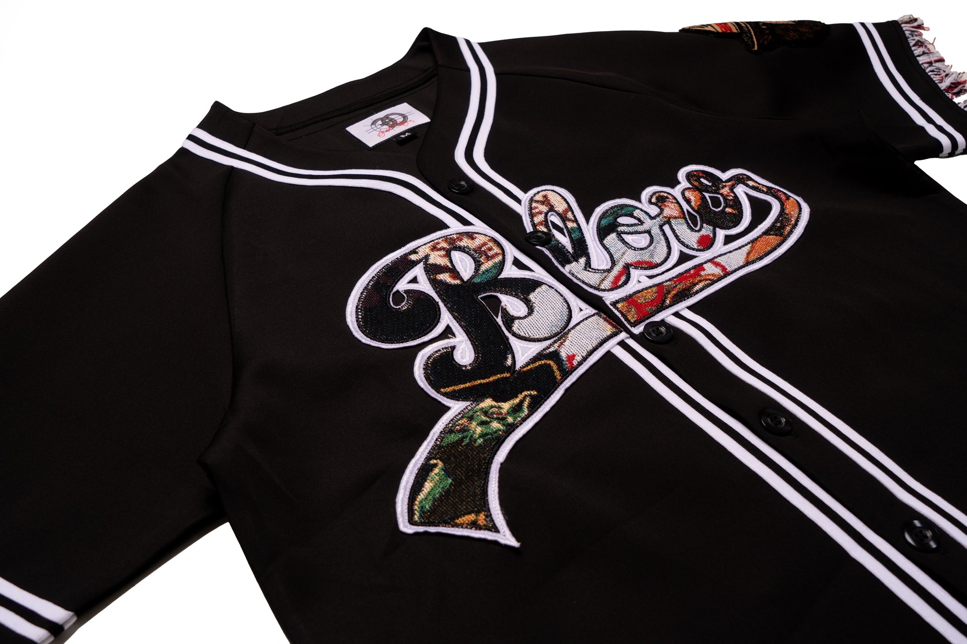 Makobi F259 Blow Poly Baseball Shirt in Black, view 7