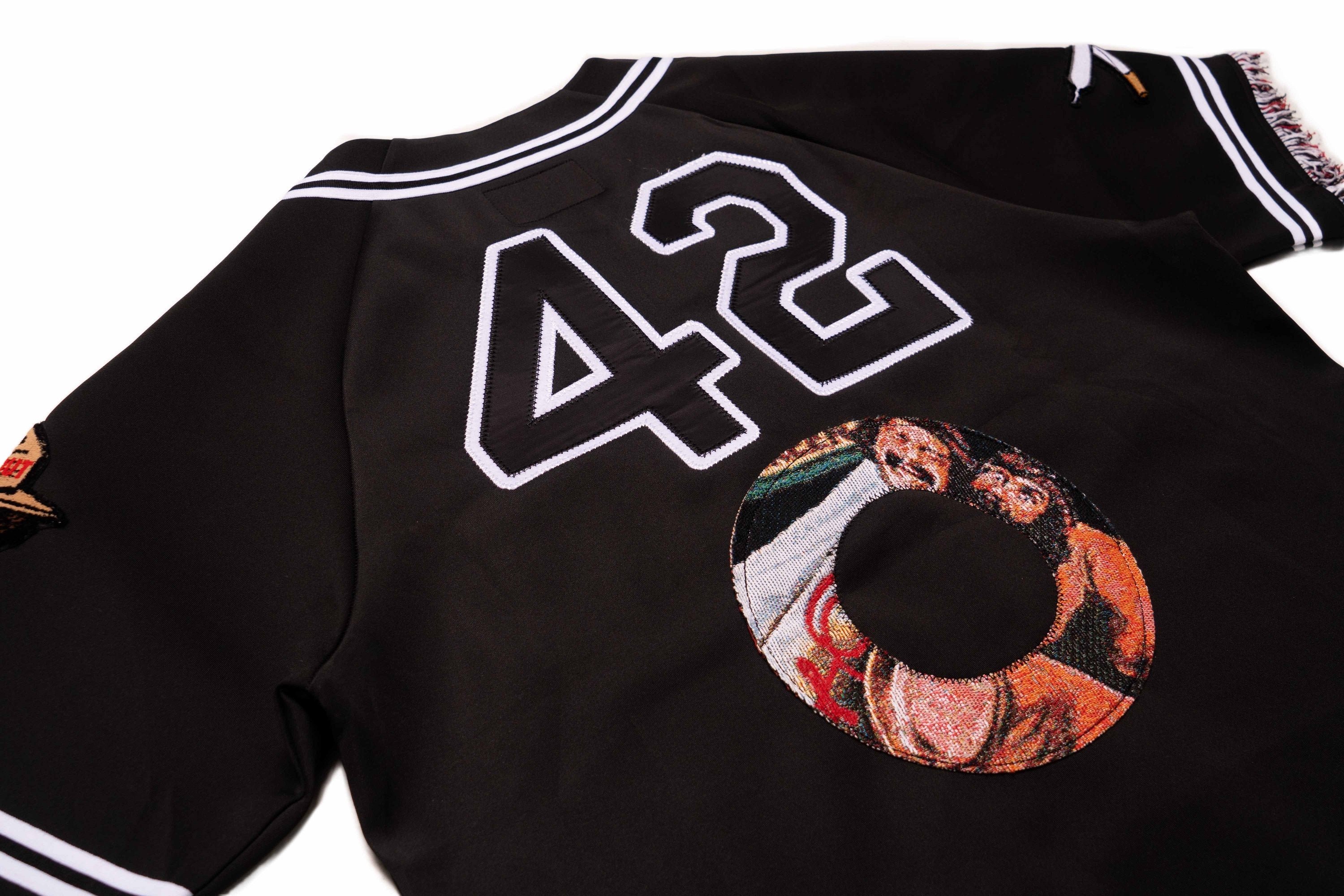 Makobi F259 Blow Poly Baseball Shirt in Black, view 8