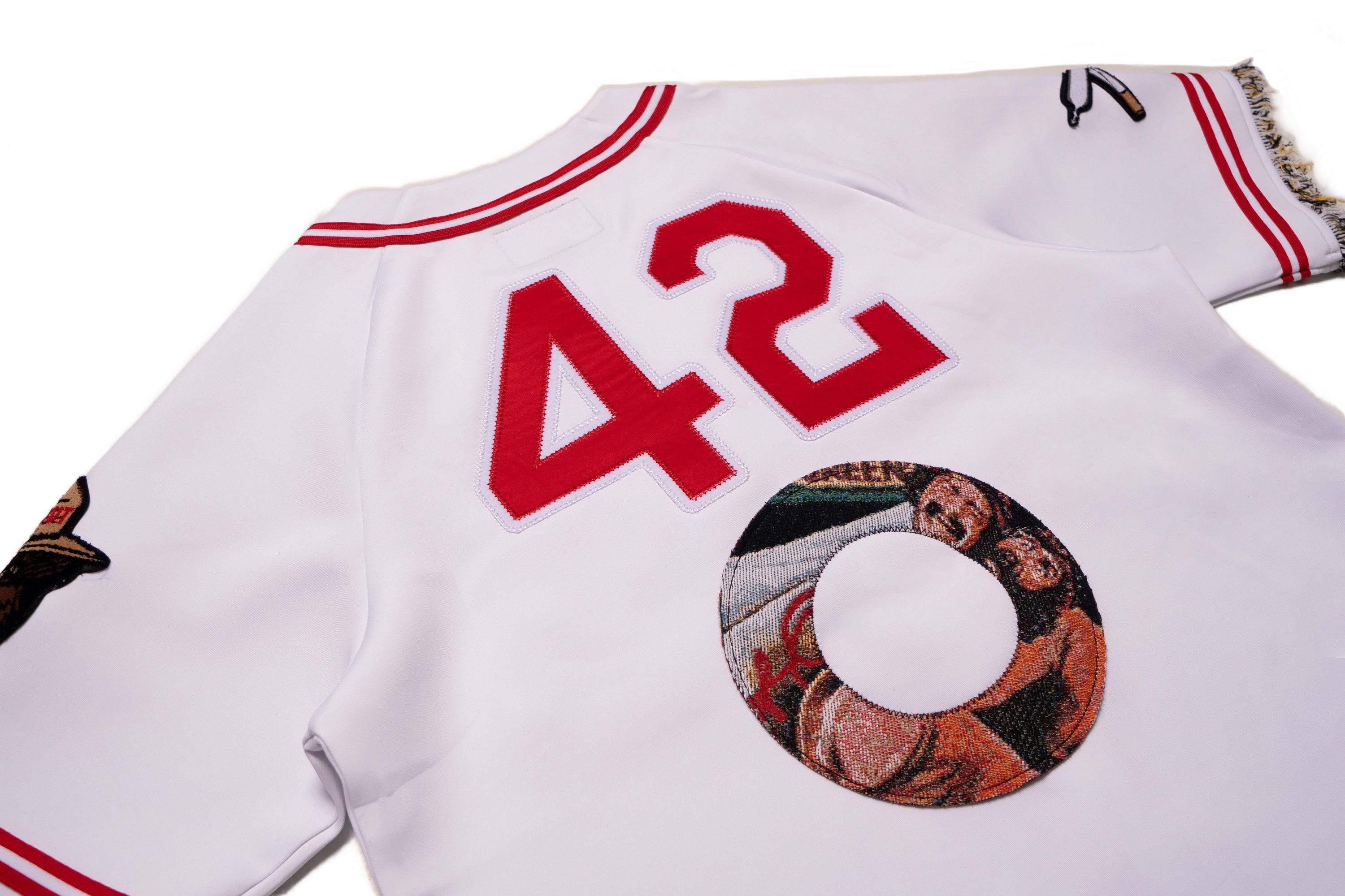 Makobi F259 Blow Poly Baseball Shirt in White, view 8