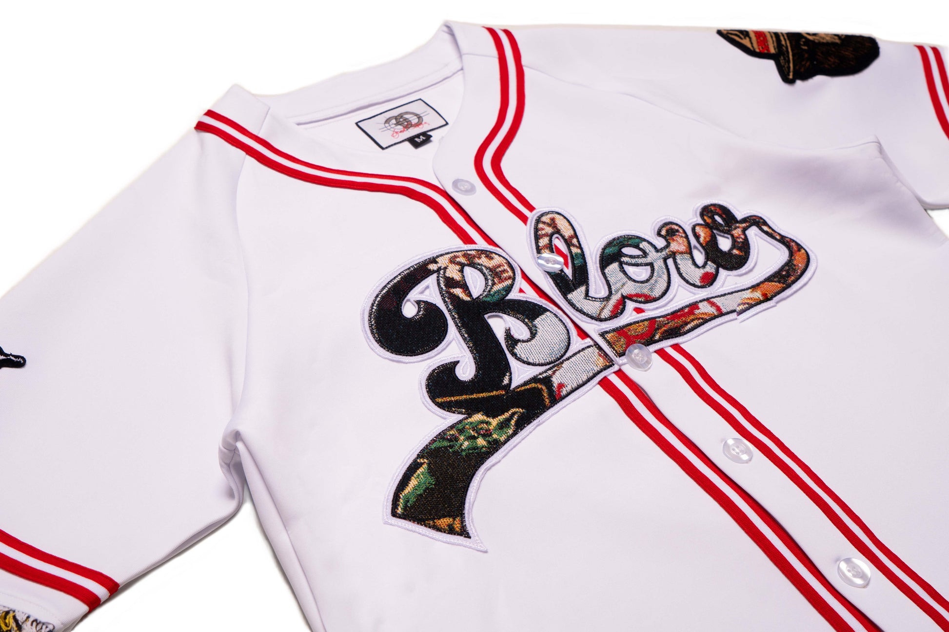 Makobi F259 Blow Poly Baseball Shirt in White, view 7