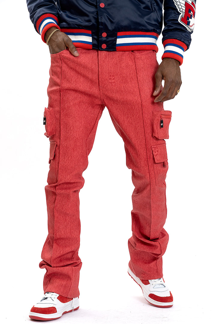 Makobi F2789 CASA DE Vegan Leather Pants in Red, view 2