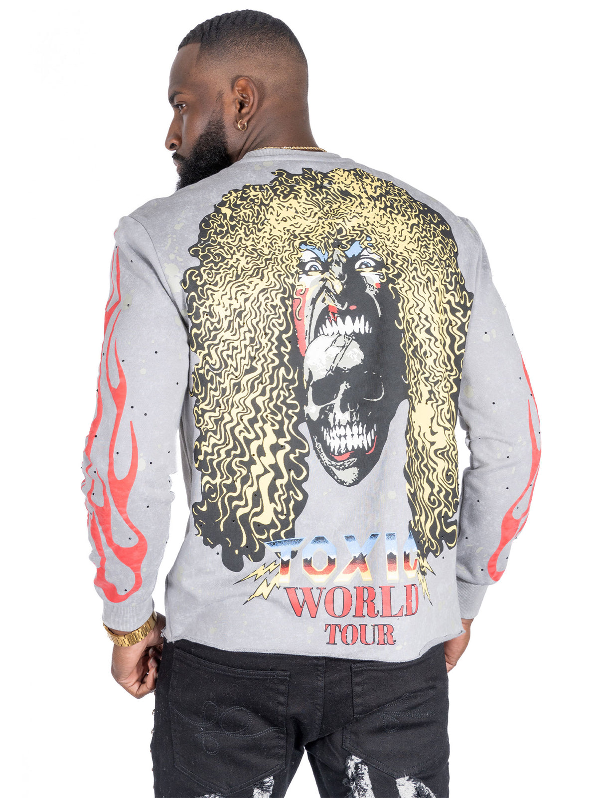 Makobi F4120 Toxic World Crewneck Sweatshirt in Gray, view 3