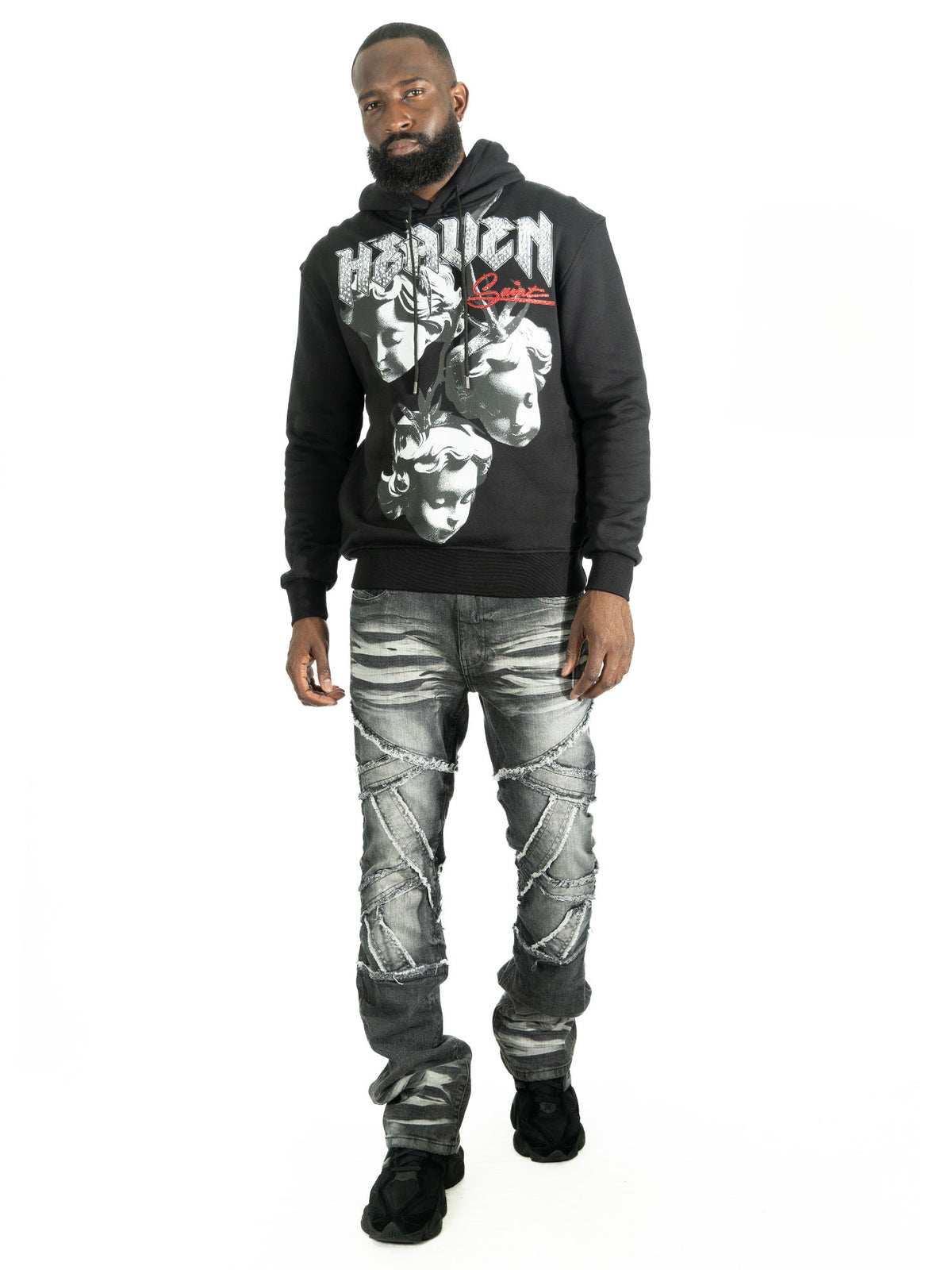 F4171 Heaven Pull Over Hoodie - Black