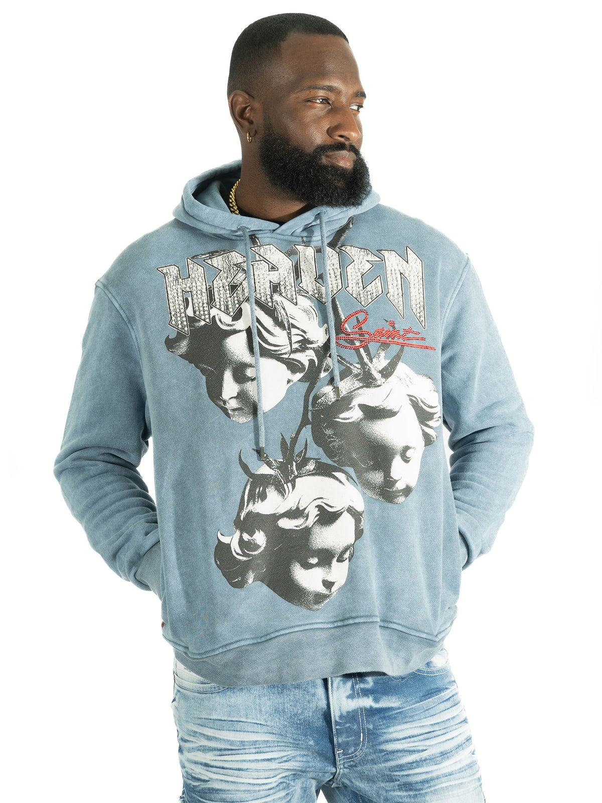F4171 Heaven Pull Over Hoodie- Blue