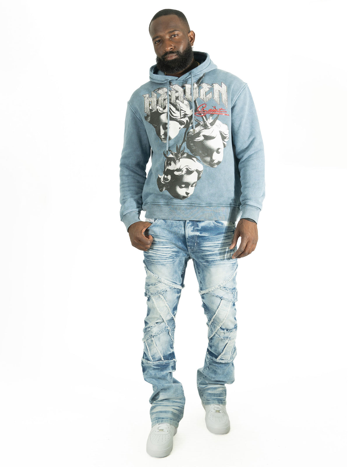 F4171 Heaven Pull Over Hoodie- Blue