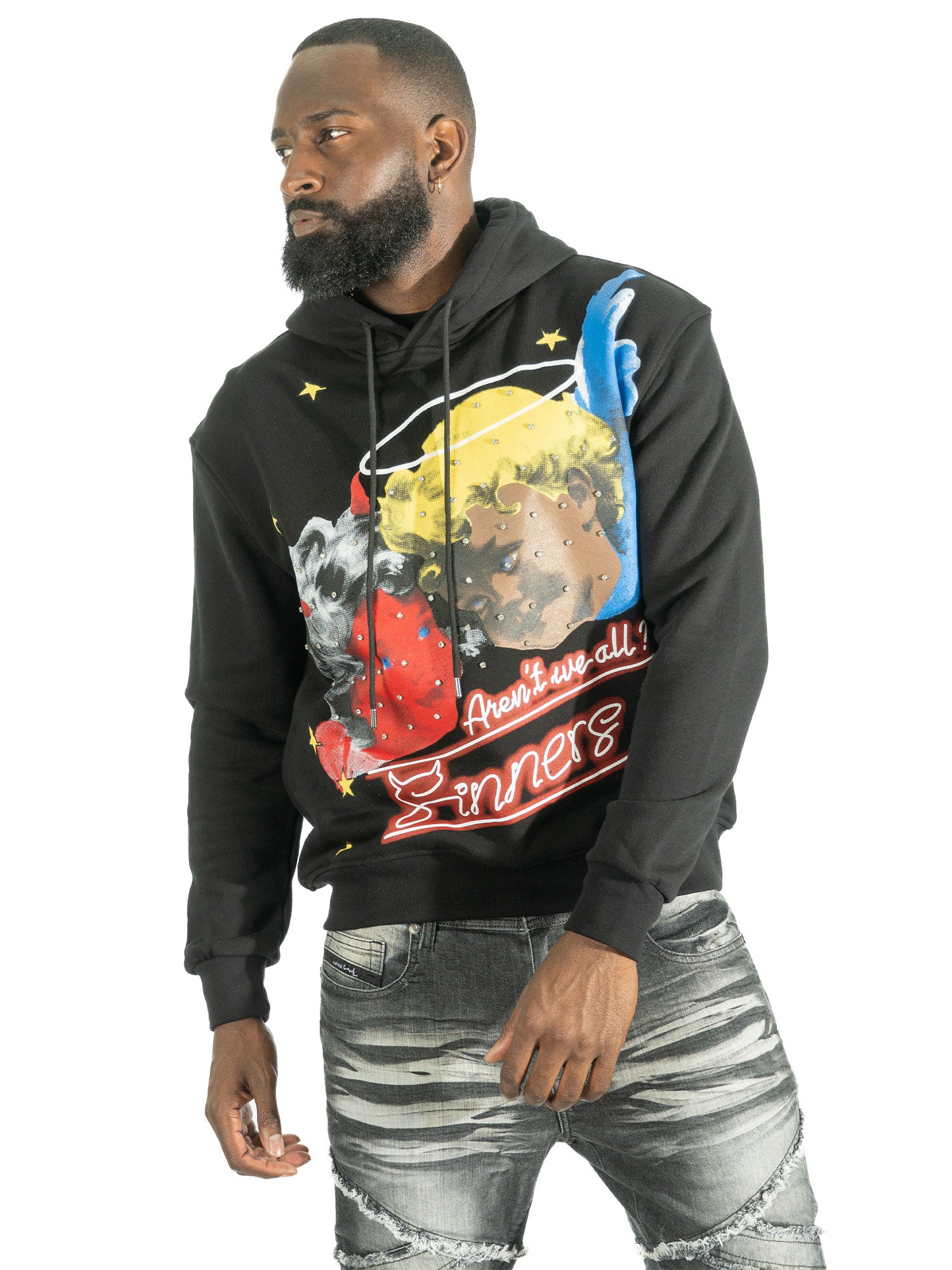 F4173 Sinners Over Size Hoodie - Black