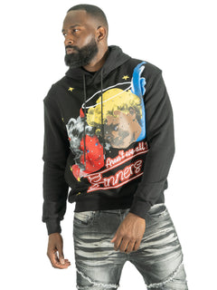 F4173 Sinners Over Size Hoodie - Black