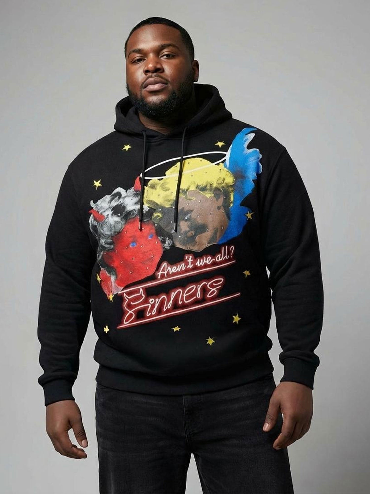 F4173 Sinners Over Size Hoodie - Black