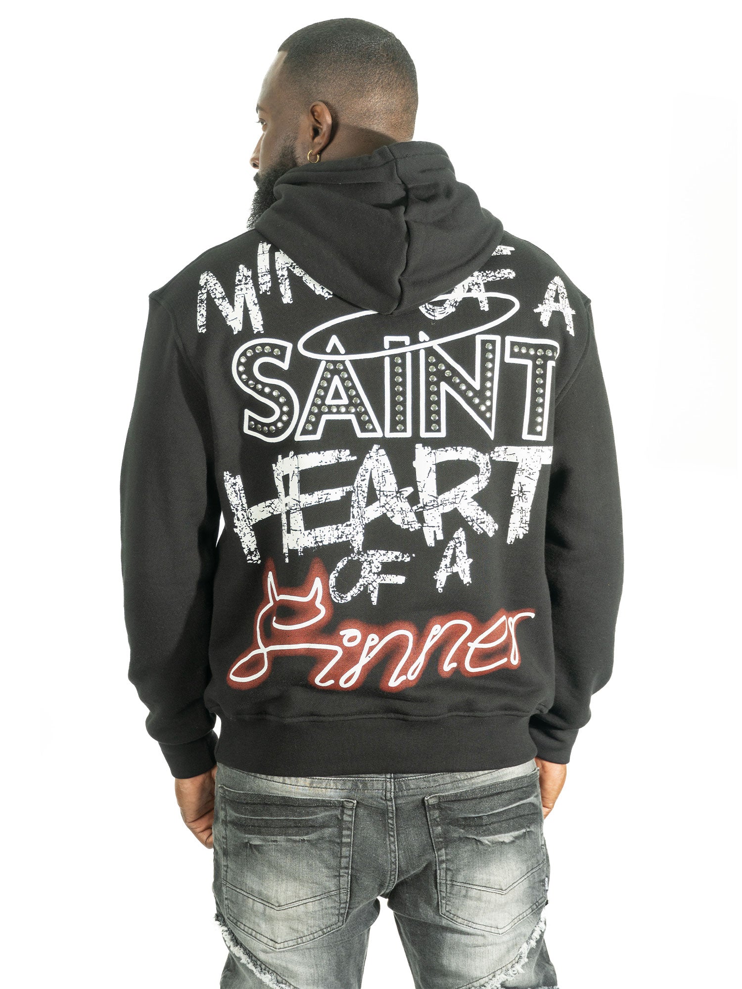 F4173 Sinners Over Size Hoodie - Black