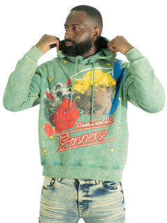 F4173 Sinners Over Size Hoodie- Green