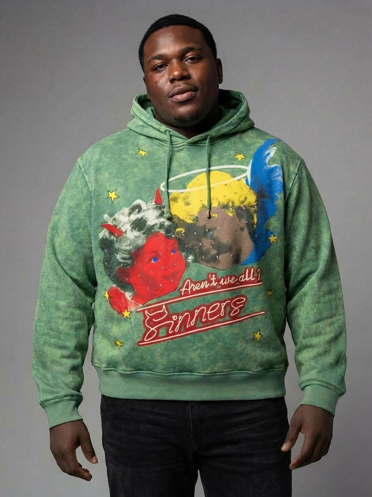 F4173 Sinners Over Size Hoodie- Green