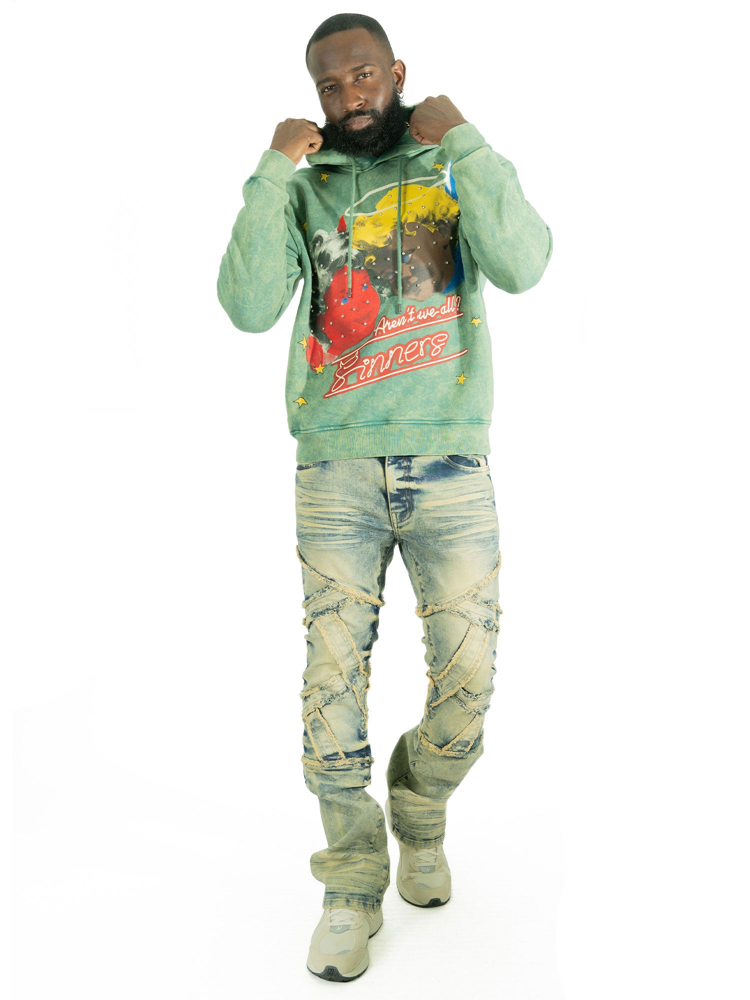 F4173 Sinners Over Size Hoodie- Green