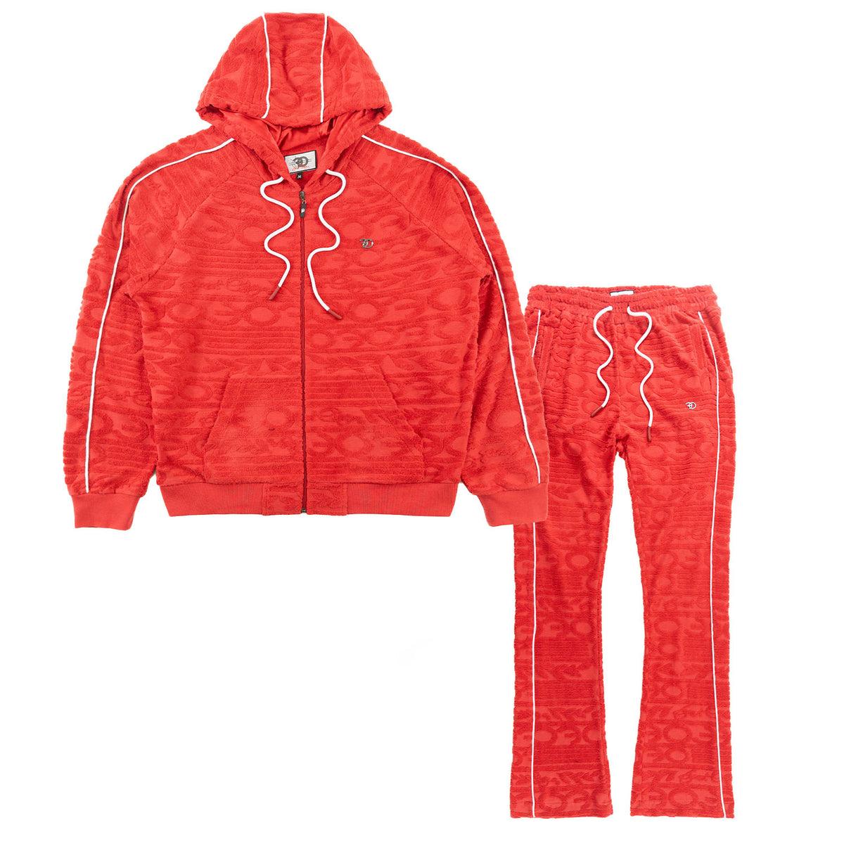 Makobi F4378 Baroque Burn Out Terry Set in Red, view 3