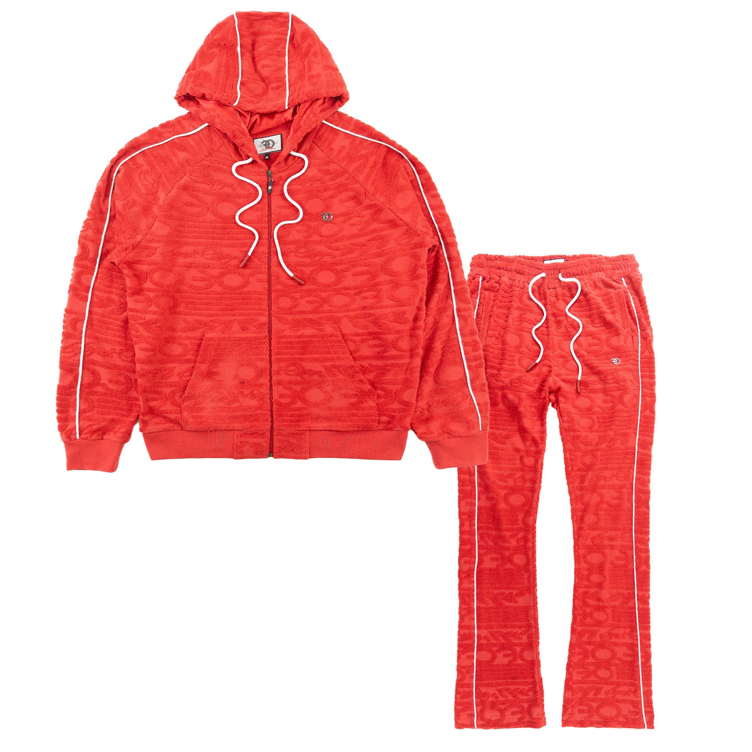 Makobi F4378 Baroque Burn Out Terry Set in Red, view 3