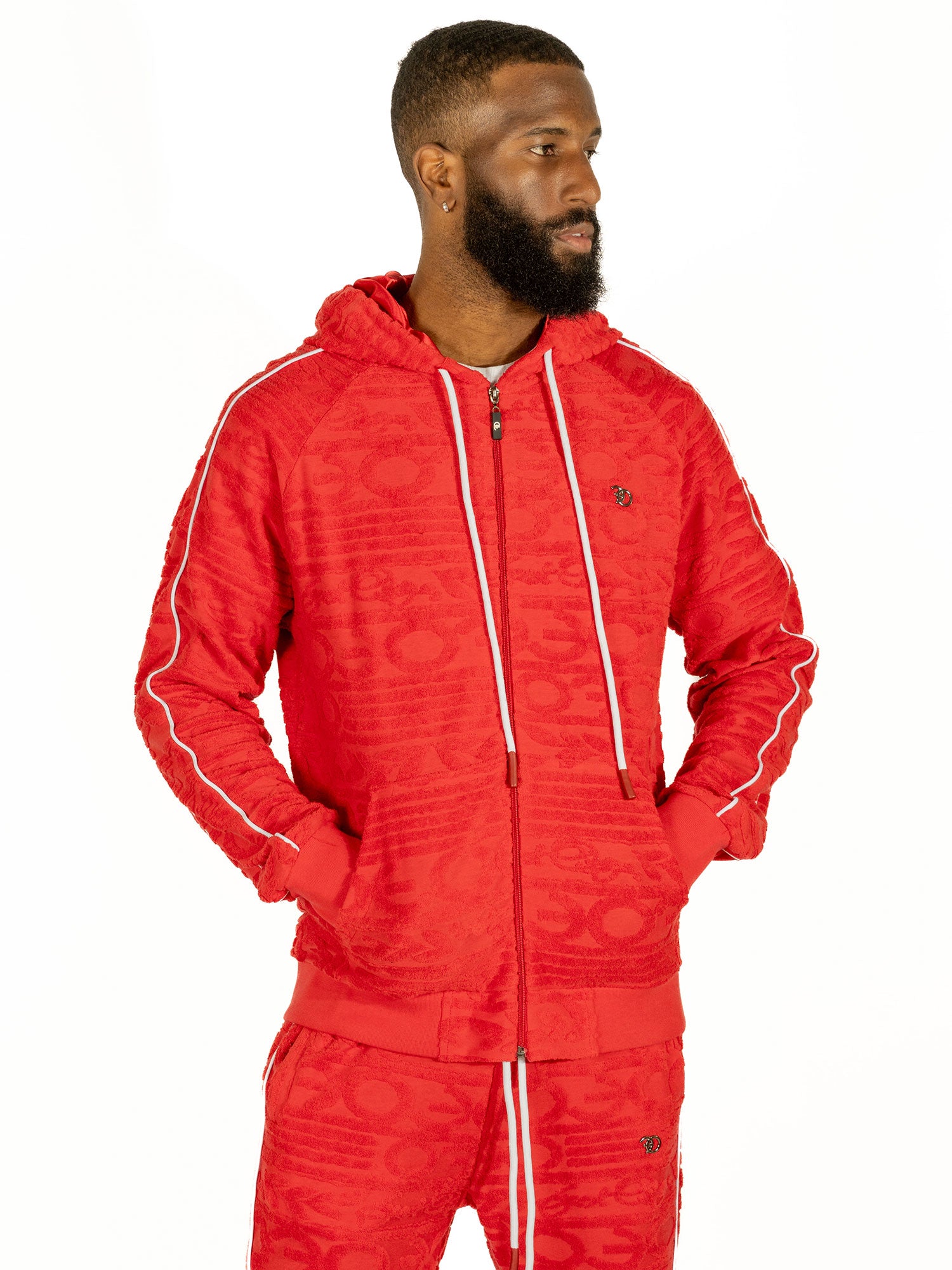 Makobi F4378 Baroque Burn Out Terry Set in Red, view 2