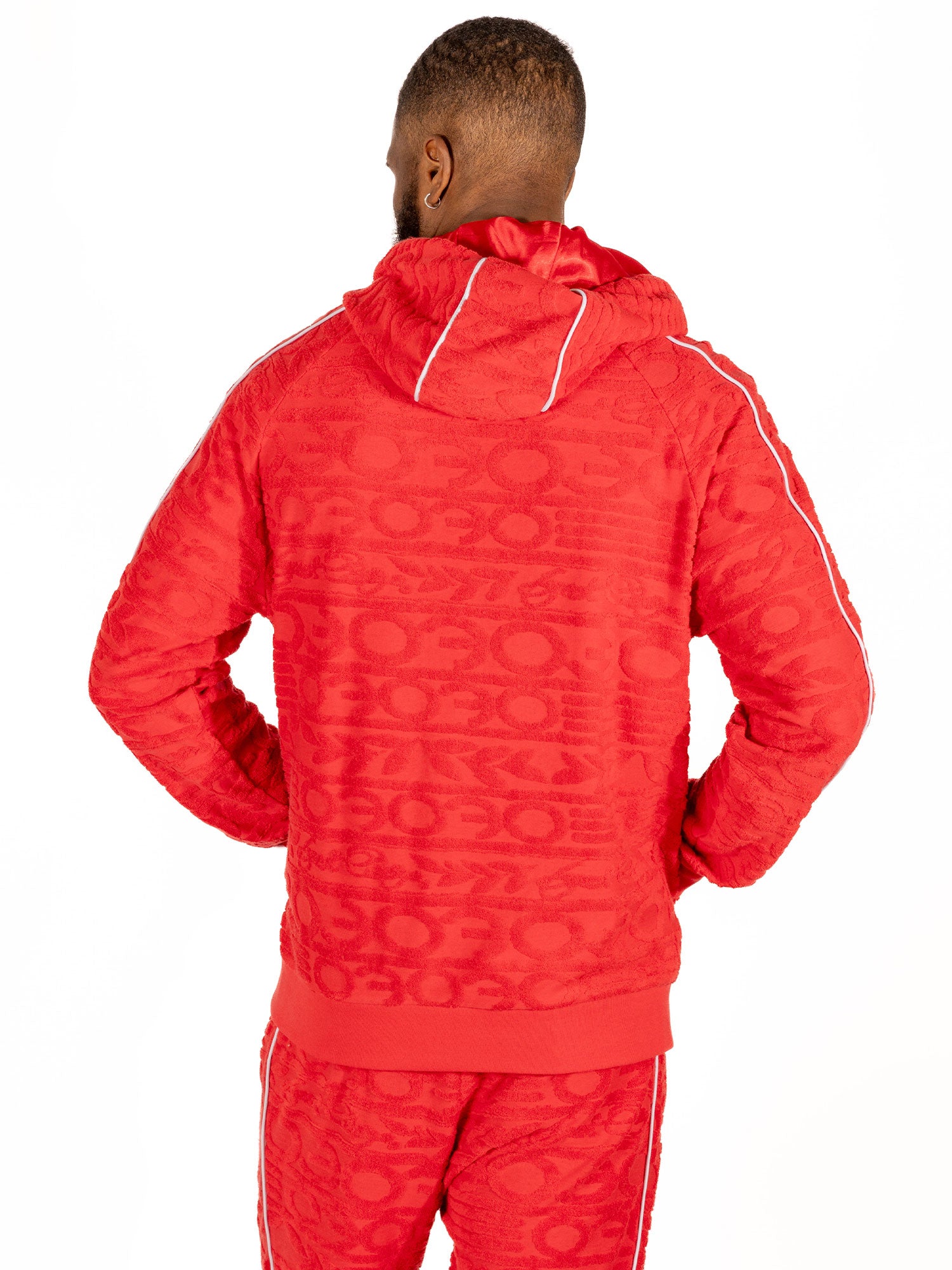 Makobi F4378 Baroque Burn Out Terry Set in Red, view 4