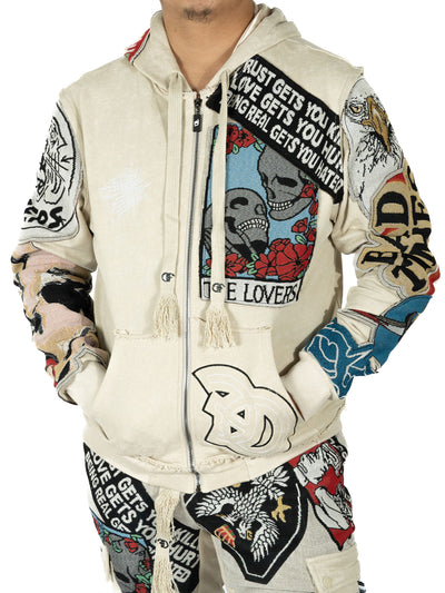 F5545 Brave Heart Tapestry Hoodie - Oat