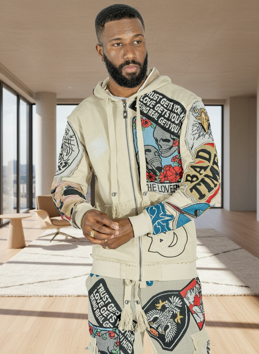 F5545 Brave Heart Tapestry Hoodie - Oat