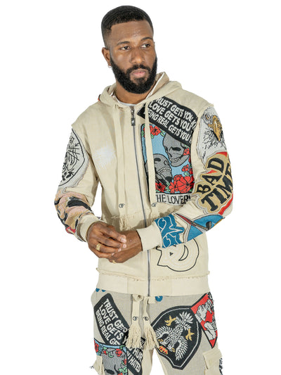 F5545 Brave Heart Tapestry Hoodie - Oat