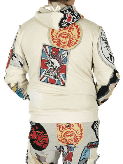 F5545 Brave Heart Tapestry Hoodie - Oat